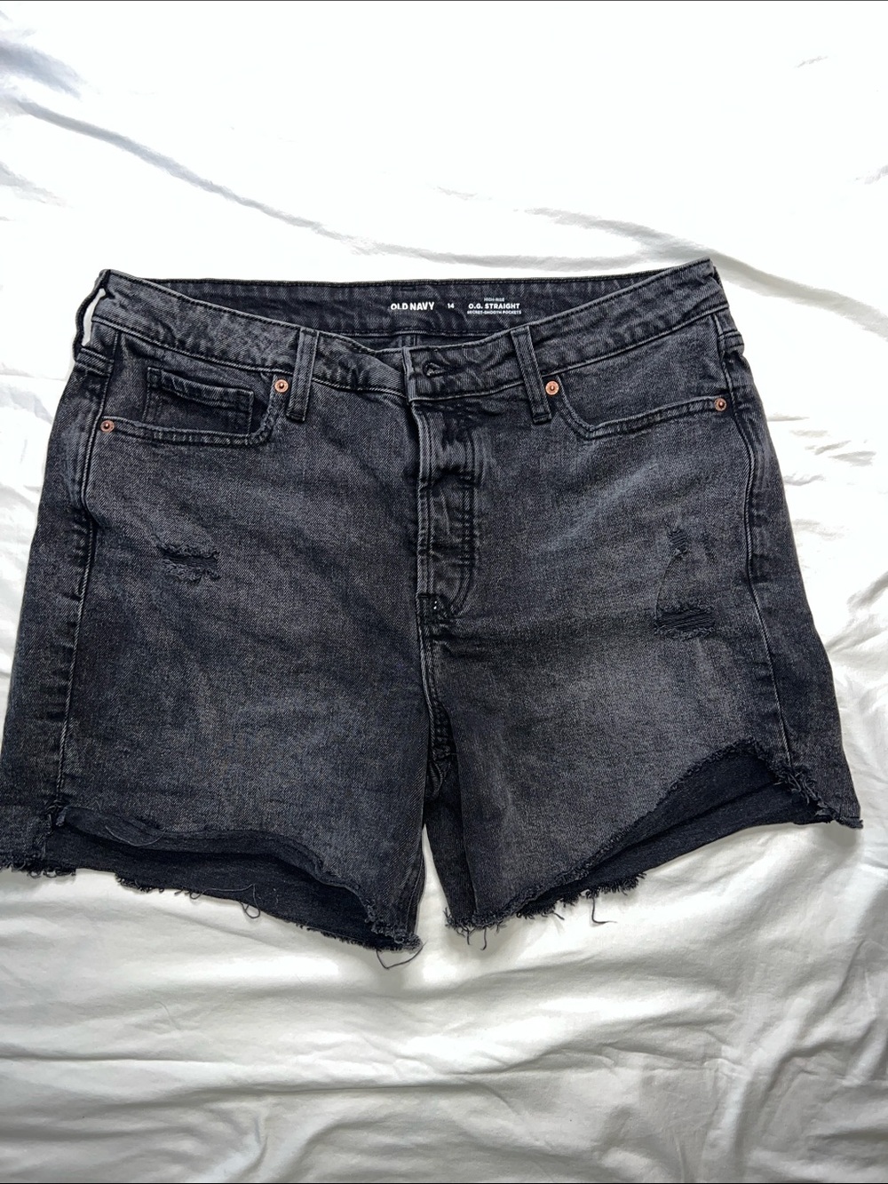 Old Navy Charcoal Black Distressed Denim Shorts